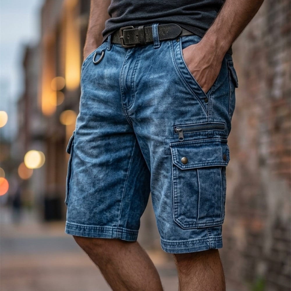 Elias | Comfortabele denim cargoshorts