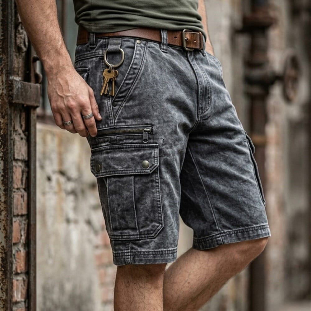 Elias | Comfortabele denim cargoshorts